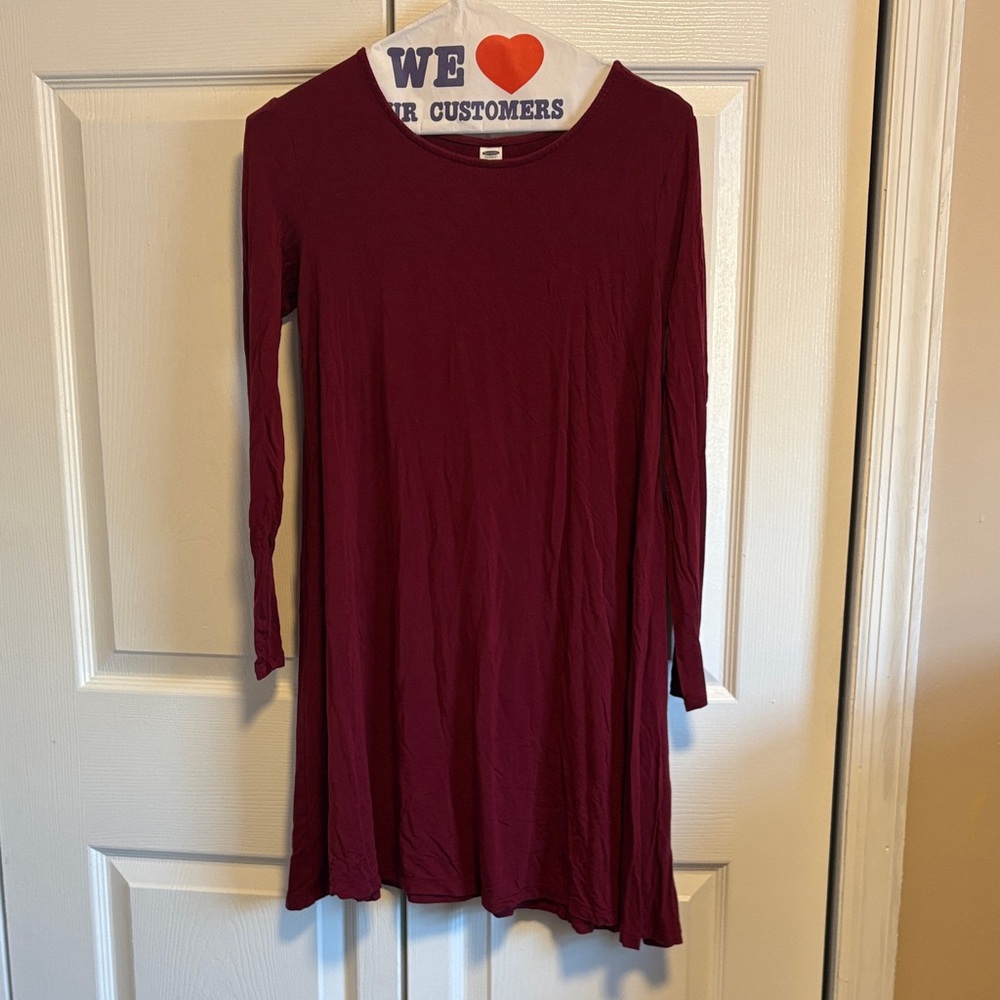 Old Navy Deep Red Long Sleeve Dress